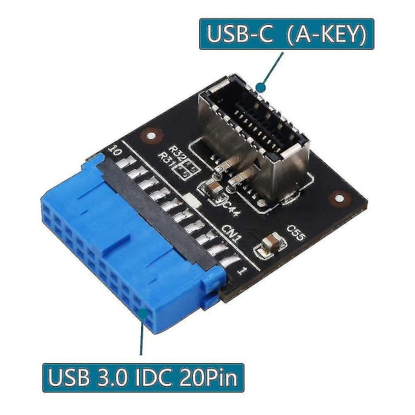 Header Adapter USB 3.1 Type-e - USB 3.0 Blue 20pin Yhteensopiva emolevyn kanssa