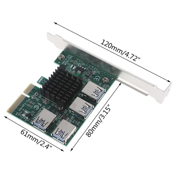 Pcie 1 til 4 Pci-express Riser-kort Usb 3.0 Adapter 4x Til 16x Konverterkort
