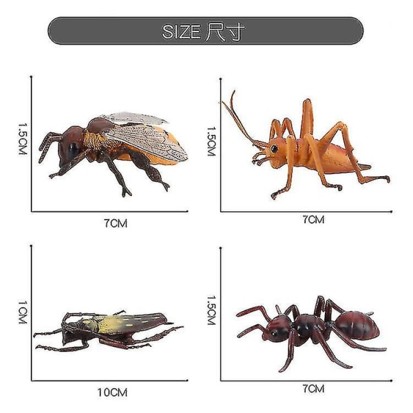 12 kpl/ set Simulaatiohyönteismallilelu, muovista realistiset bugit Varhaiskasvatuslelu lapsille