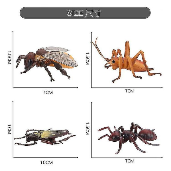 12 stk/sett Simulering insekt modell leketøy, plast realistiske insekter tidlig pedagogisk læring leke for barn