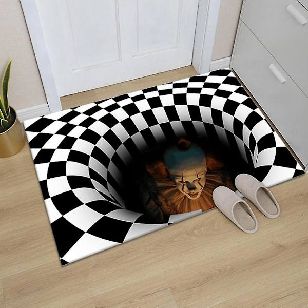Clown Trap Visuell Matta Vardagsrum Sovrum Golvmatta 3d Halloween Matta Avlopp Brunnslock Clow