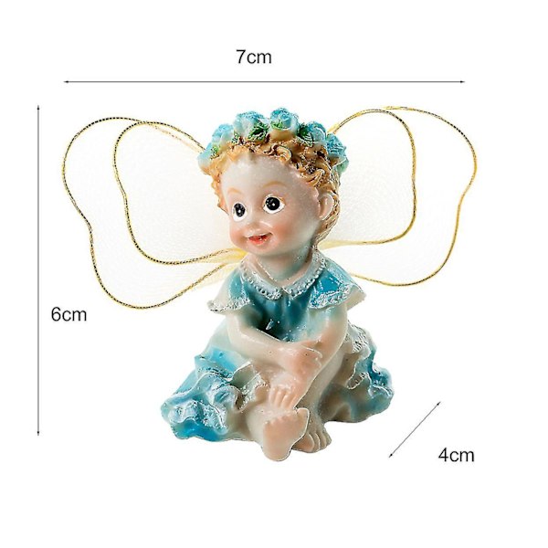 Fe-eventyrhave DIY-blomsterengel-ornament Miniature dekorativ harpiksstatue - 4 stk./sæt