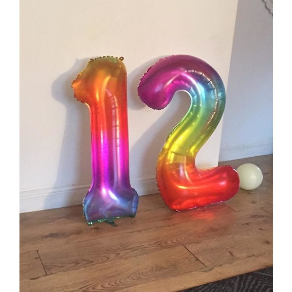 40 tuuman suuri sateenkaari numero 1 Mylar Balloon Heliumfolio Ilmapallot Big Baby Syntymäpäiväjuhlakoristeet Tarvikkeet Värikäs (10 kpl, väri)