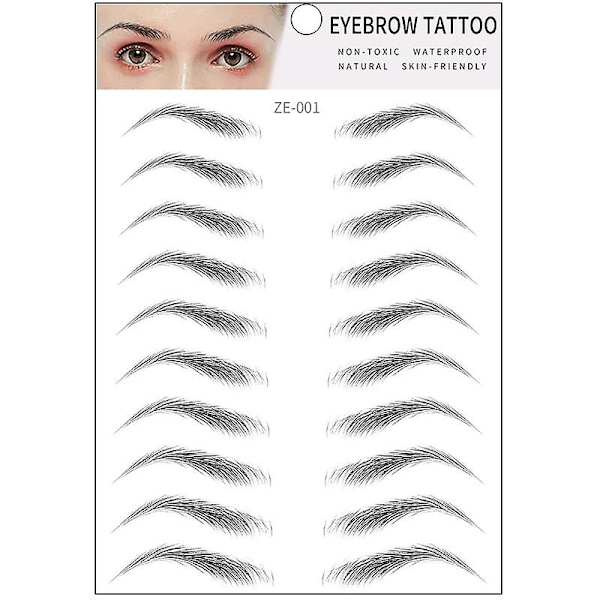 10 Par D Hårlignende Øjenbryn Tattoo Sticker Falske Øjenbryn  Langvarig Naturlig Vandfast
