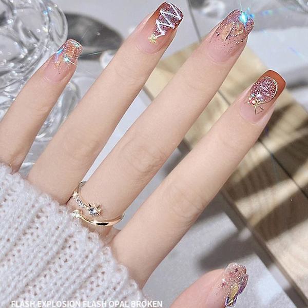 Nagelkonst Broken Nail Gel Polish Diamant Nagelförsegling Silver Reflekterande Glitter