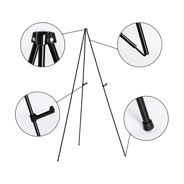 2 Pak Bryllupsskilt Display Med Taske Foldbar Bærbar Stativ Justerbar Metal Staffeli Stativ Sort