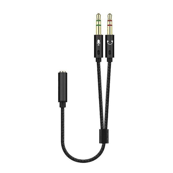 3,5 mm Y-kabel Mikrofon Headset Audio Splitter Kabel Hunn Til 2 Hann Adapter