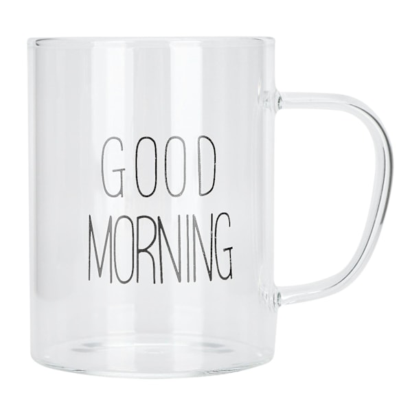 Transparent Glas Kaffe Krus med Håndtag - 350ml, Sort Bogstav