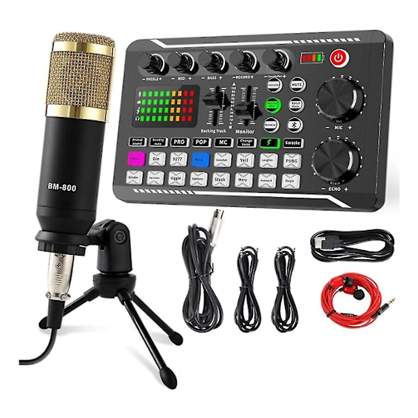F998 Lydkort Kit, bm-800 Mikrofon Kit, med Lydkort, lydmixer Kondensator PC Gaming Mic, til S
