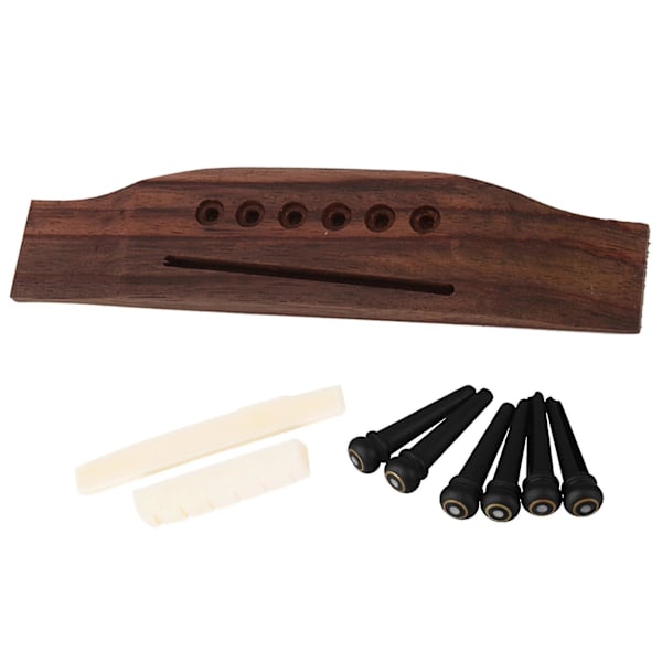 Acoustic Guitar Bone Saddle Nut Rosewood Bridge White Pearl Dot End Pin