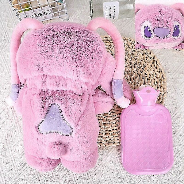 Talvinen piirretty kädenlämmitin Stitch -vesi-lämpöpullo söpö plusslelu lämmin käsi pink