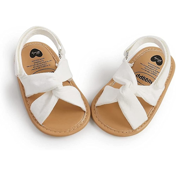 Baby jentesandaler med blomst, myke såler, sommer, nyfødte, småbarn, førstegangsvandrer, krybbesko 10 white 12-18 months toddler