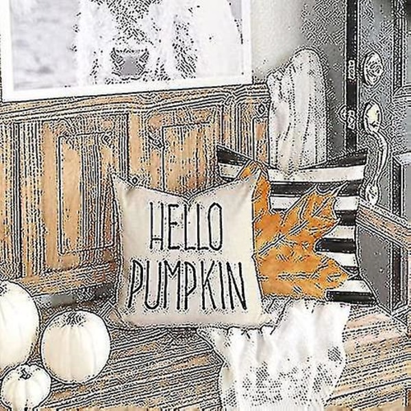 Ssxjv Höstdekoration Kuddfodral Randiga Pumpa Lönnlöv Höstkuddar Thanksgiving 18x18 Tum Set om 4