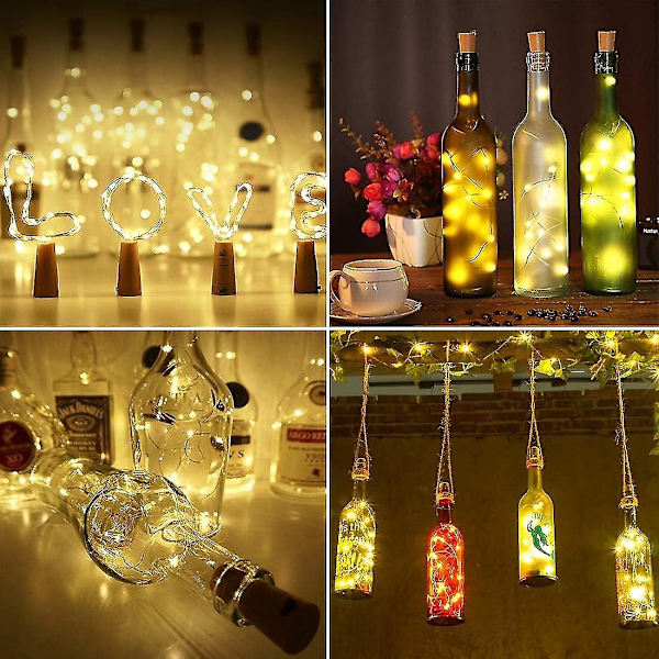 9x20 LED-flaskor, LED-korkflaskor, ljusslingor, DIY-flaskor, flaskor, varmt ljus