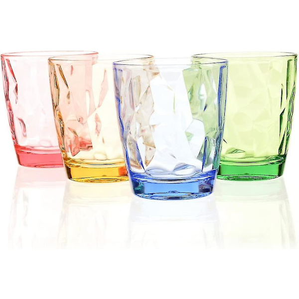 300 ml Plastmuggar för Barn Vattenglas Servis Perfekta Färgade Glas Återanvändbara (4 Färger)