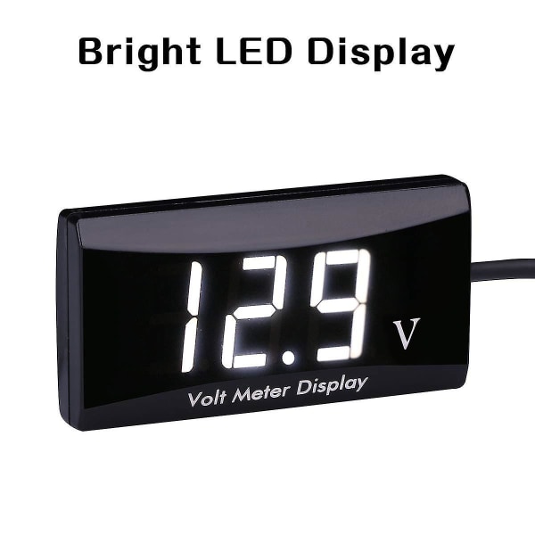 Dc 12v Bil Digital Voltmeter Mätare - Aimilar Led Display Spänning Voltmätare För Bil Motorcykel (vit)