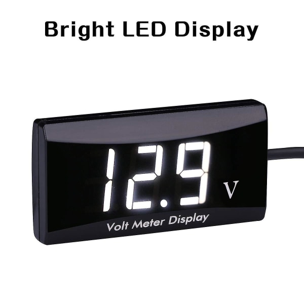 DC 12v bil digital voltmetermåler - Aimilar LED Display Spenning Volt Meter For Bil Motorsykkel (hvit)