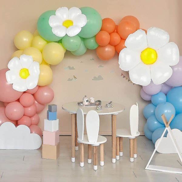 8 stycken Daisy ballonger Stora vita Daisy folie ballonger Mylar ballonger Vita blomster festdekorationer