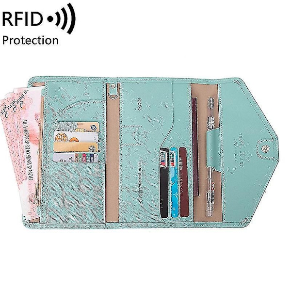 Reise Et Pass Et Reise Dokument Et Iser Med 8 Kreditt Rfid Bloc Cover Slot Et () #calu Light green