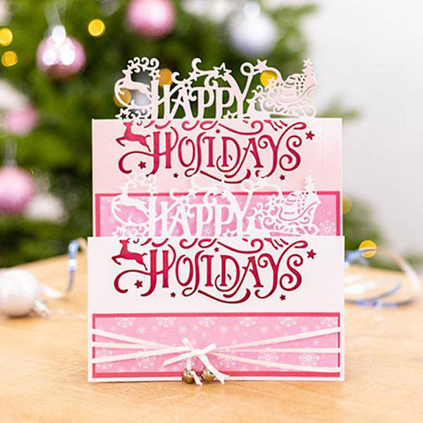 Glad Jul Metallskärning Stämplar Stencil Diy Scrapbooking Album Papperskort Mall Gjutform Prägling Hantverksdekoration