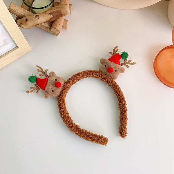 Sööt Plush-hirven pääpanta naisille joulumekkoon, korkea kallohirven pääpanta, piparkakkumies, syksy ja talvi, kasvojenpesu hiusneula christmas elk