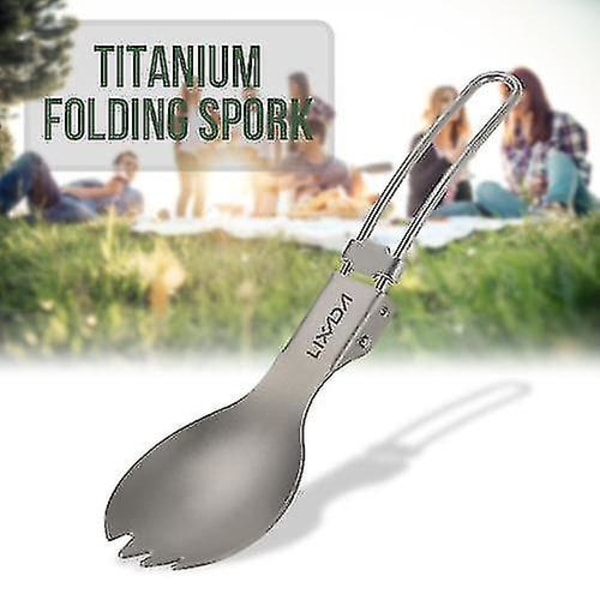 Titanium Folding Spork Lätt Utomhus Middag Spork Bestick för resor Camping Backpacking
