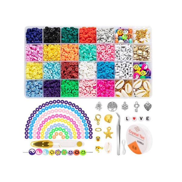 Farverig smykkefremstilling gør-det-selv armbånd Halskæde Polymer Clay Beads Disc Runde Heishi Beads Chip Disk Løs Spacer Skive Bead 18