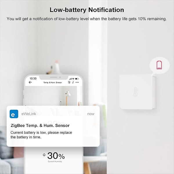 Sonoff Snzb-02 Zigbee Smart Temperatur- och Luftfuktighetssensor Inomhus Termometer