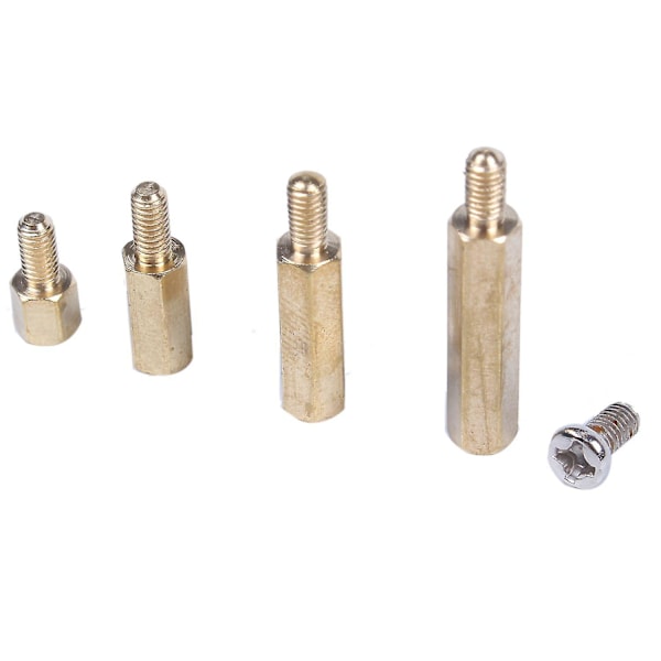 M3 Messing Sekskant Hunn-Hann Standoff Bolt Skrue Mutter Hovedkort Assortert Kit Montering 120stk