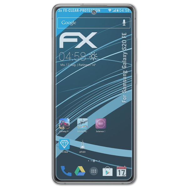 atFoliX 3x skyddsfolie kompatibel med Samsung Galaxy S20 FE Displayskyddsfolie klar