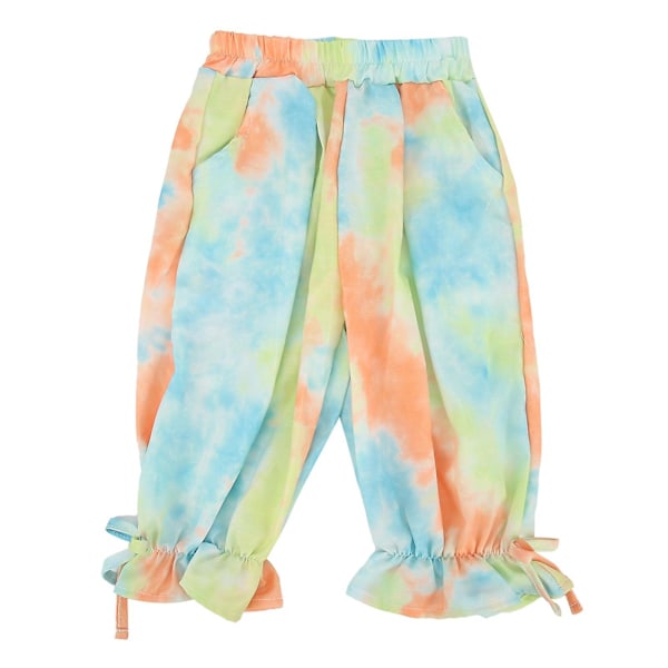 Tie Dye Joggere til piger - Komfortable og moderigtige sweatpants til børn (Gul, 110cm)