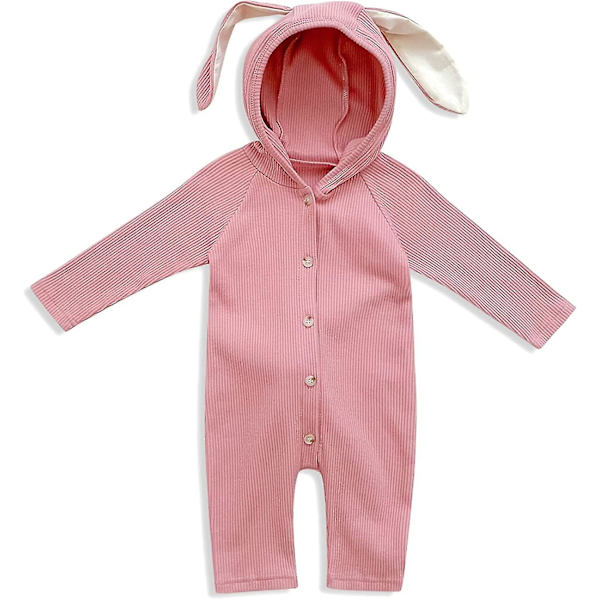 Min Första Påskoutfit Babyflicka Kanin Bodysuit Strumpa Med Lång Kaninöronhatt Nyfödd Babyflicka Kläder Set (66cm)