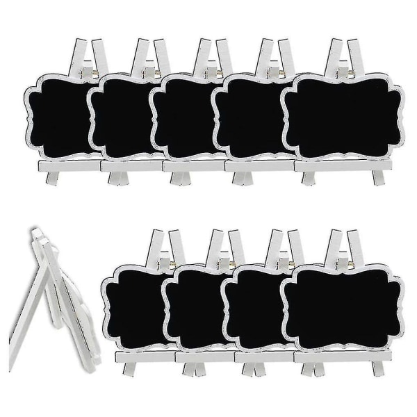 10 st Mini svarta tavla skyltar med staffli Stativ inramade små tavla etiketter Träplaketter för röra