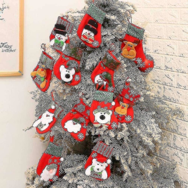 Mini Julstrumpor 4 Stycken 3d Julstrumpa Present Godispåse Kompatibel Med Barnfest Jul T