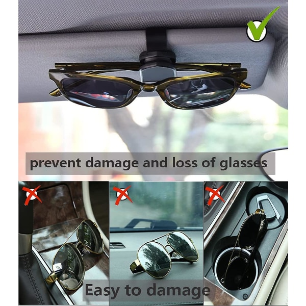 Bilsolbrilleholder Brilleholder for bil Solvisir Brillehenger og billettkortklemme Solbriller Bil med billettkortklemme, svart