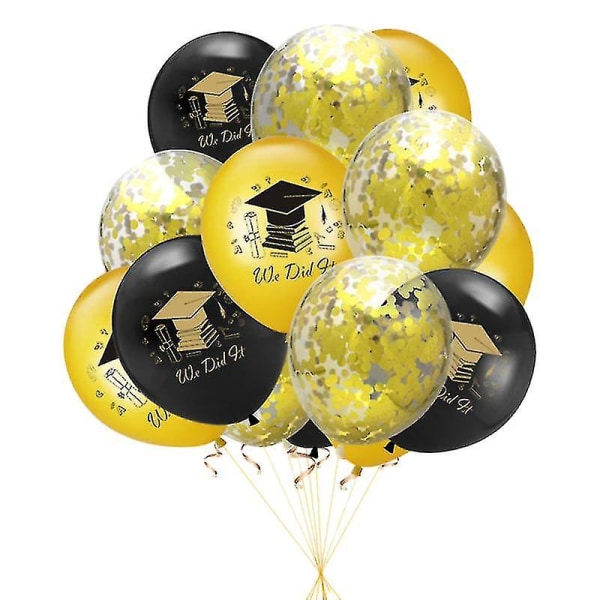 15 stk balloner sæt graduering sæson breve og læge hat tryk balloner dekorative pailletter balloner sæt til eksamen fest fest