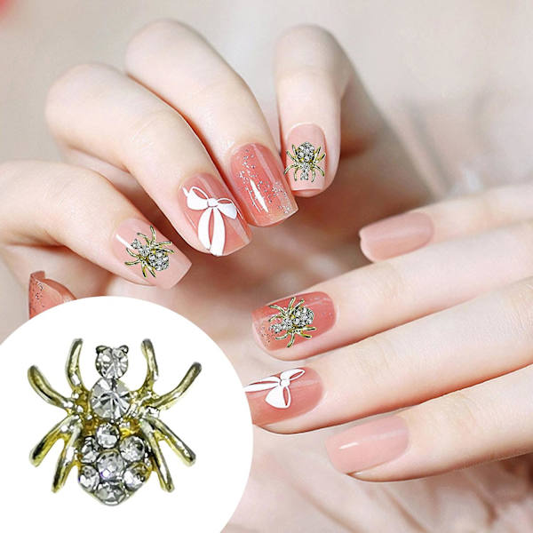 10 stk neglekunst-rhinestones ornament 3D bue edderkopp hodeskalle falsk krystall på metall charms kreativ DIY H