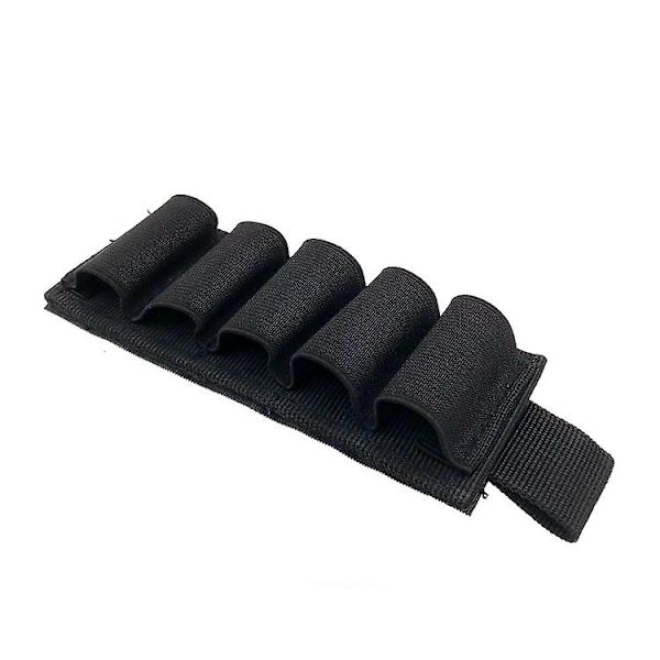 Nylon hagleammunisjonsholder med selvklebende bakside, 6 skudd, 1 stk, svart)