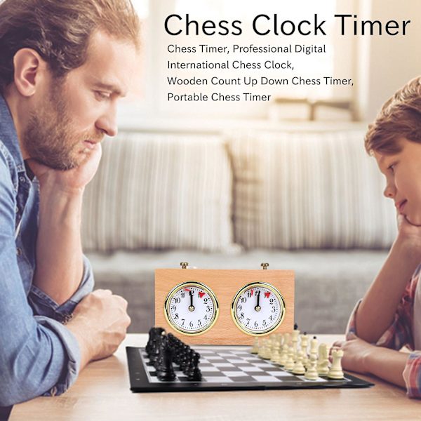 Schacktimer, professionell digital schackklocka, trä räkna upp ner schacktimer, bärbar schacktim