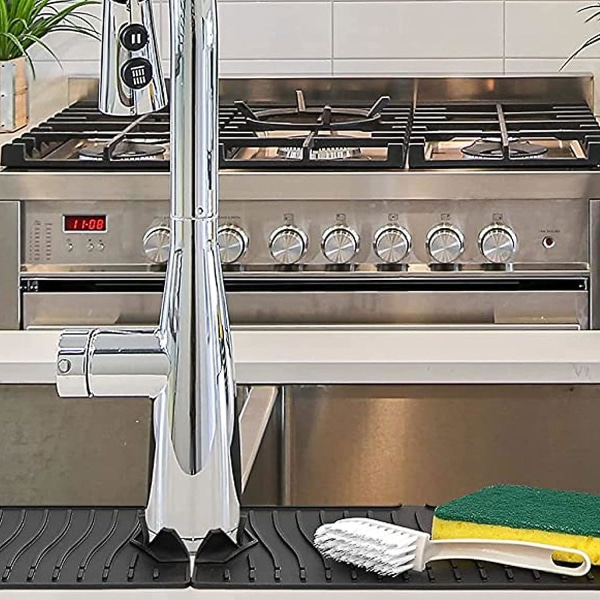 24 Køkkenhane Vask Stænkbeskyttelse Silikone Vask Aftapningspude Køkkenvask Stænkbeskyttelse Aftapningspude bag Absorberende måtte