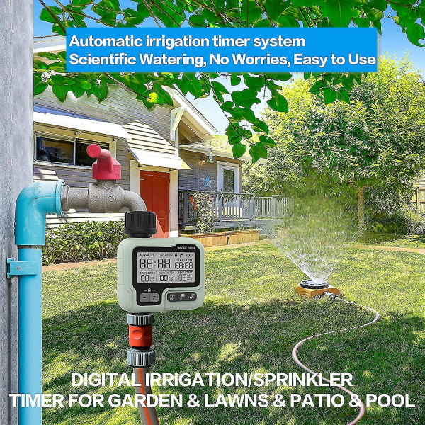 Irrigasjon Datamaskin Automatisk Hage Irrigasjonssystem Smart Kontroll Hage Irrigasjon Vanning Klokke, Regn Sensor Vanntett Manuell Kontroll Og 3 Sep