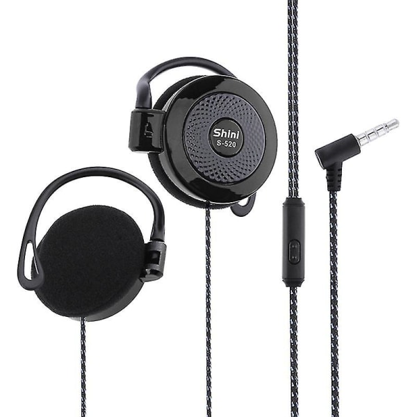 Shini S520 3,5 mm trådbundna headset Öronkrok Headset Stereo Spel Sporthörlurar med mikrofon för telefon