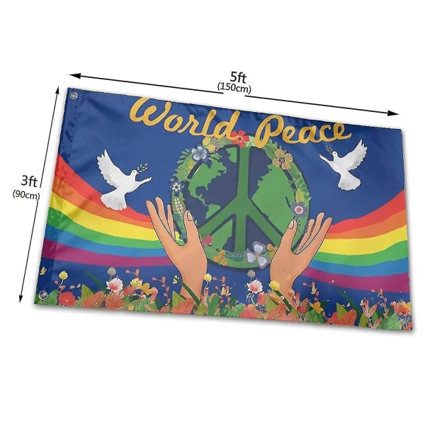 World Peace And Map Banner 3ft X 5ft (90x150cm) - World Peace Banner 90x150cm - Banner 3x5ft