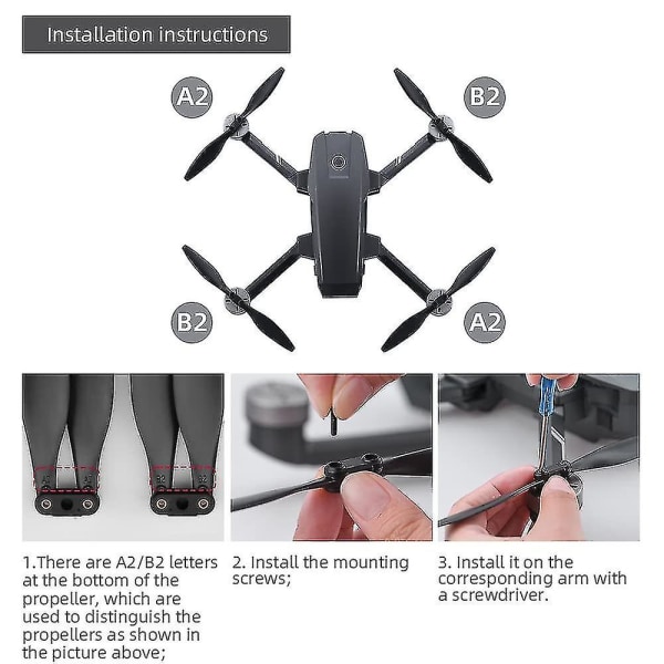 Alg Drone Propeller - Foldbare Propellerblade til Drone - Reservedele Kompatibel med Holy Stone Hs720/hs720e Drone
