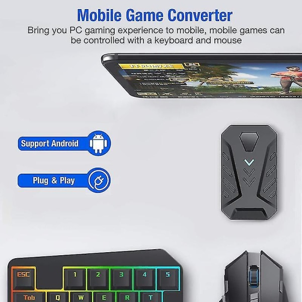 Tangentbord och Muskonverterare Bärbar Mobilspelstangentbord Muskonverterare Adapter för Android Io