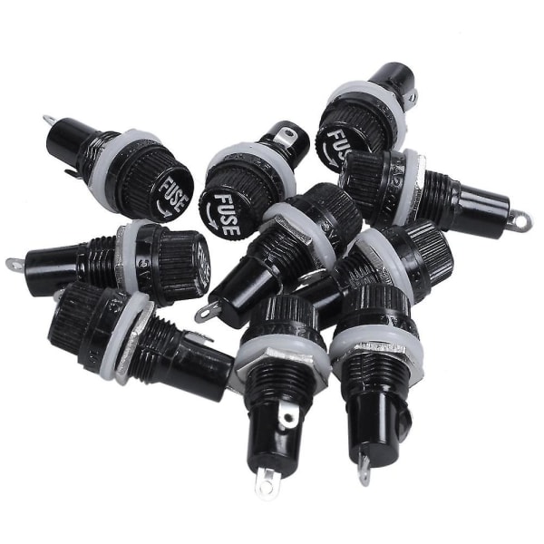 10pcs 10a Ac 250v 5mm X 20mm Panel Mounted Plastic Fuse Holder Socket