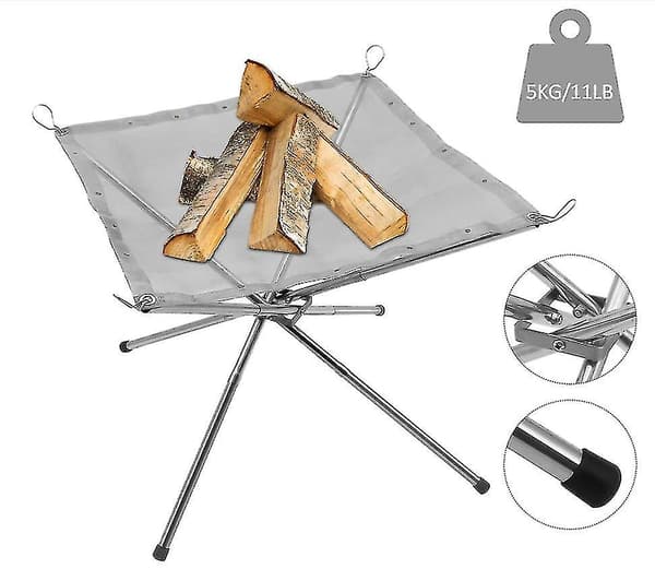 Mesh-bålplads, sammenklappelig, bærbar, til picnic, vandreture, baghave, bålstand