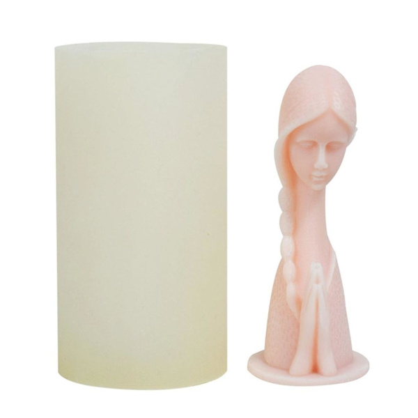 Bön Flicka Fondant Chokladform Aromaterapi Silikon Ljusform Gips
