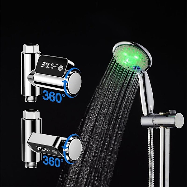 Spädbarnsbad LED-vattentermometer med 360 graders roterande display, 0,5隆忙 noggrannhet, PC ABS-material, 5-85隆忙 temperaturområde