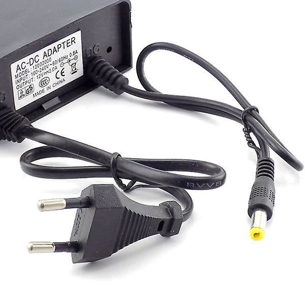 CCTV-kamera strömförsörjningsadapter AC/DC 12V 2A 2000ma Utomhus vattentät adapterladdare